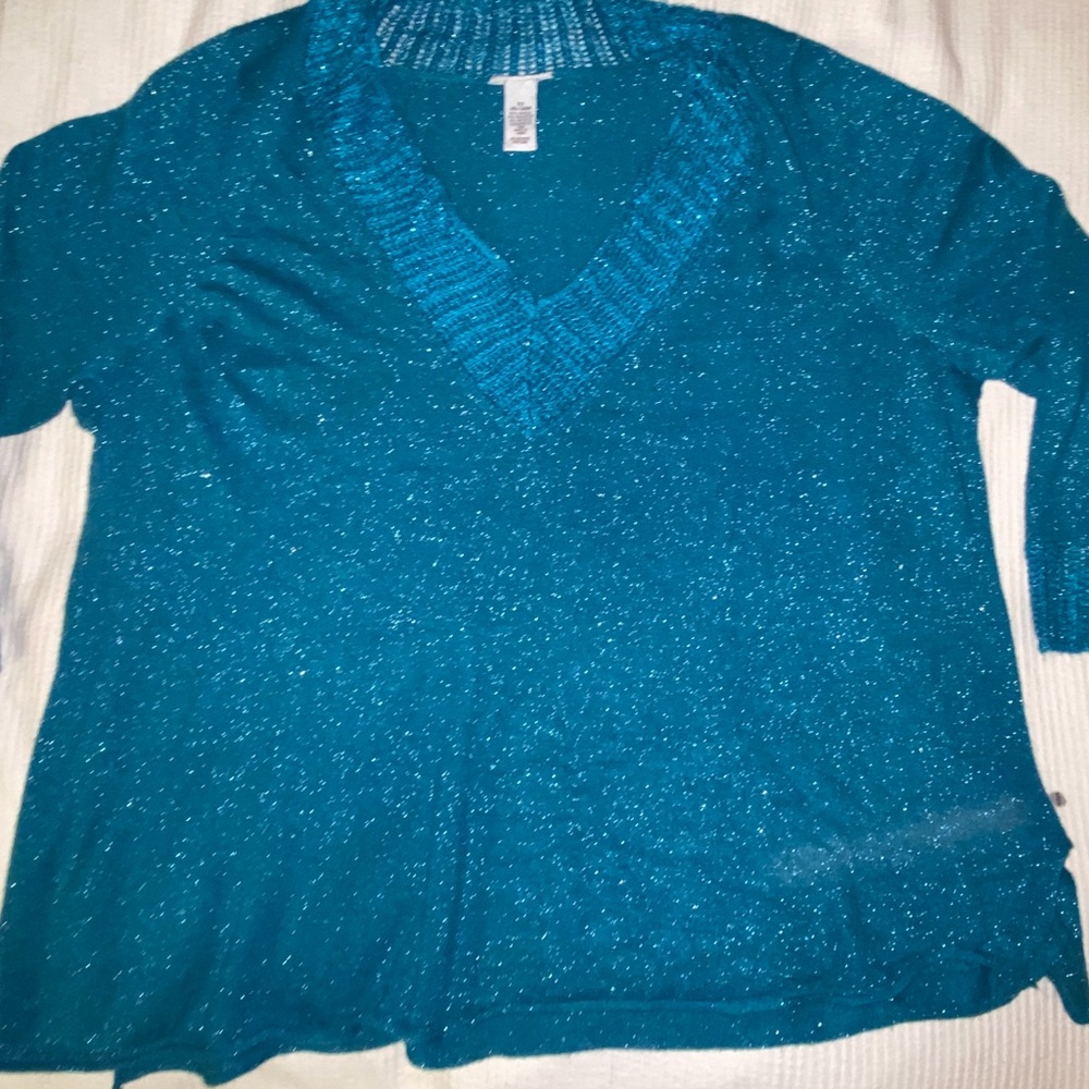 Catherines Metallic Blue Knit  3X 34/36W Sweater